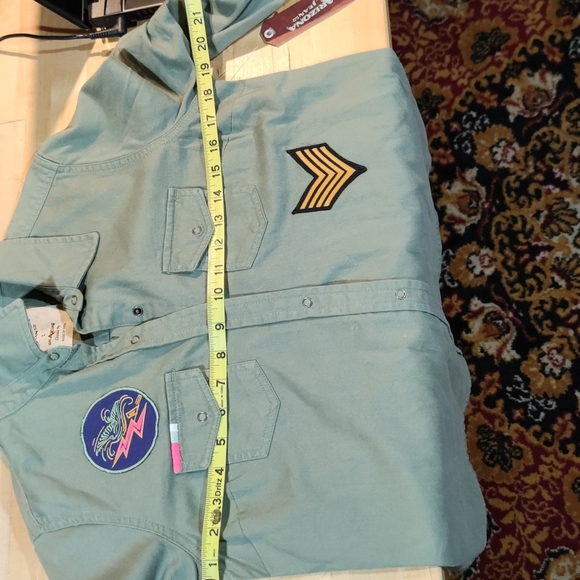 Utility cotton button down shirt Jacket Arizona patchwork forest ranger outdoor - Picture 8 of 9
